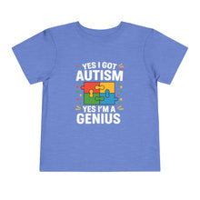 Load image into Gallery viewer, Autism Awareness Toddler Tee, Cute Gift, Puzzle Design, Genius Statement, Short Sleeve Shirt, Family Outing, Playdate