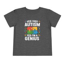 Load image into Gallery viewer, Autism Awareness Toddler Tee, Cute Gift, Puzzle Design, Genius Statement, Short Sleeve Shirt, Family Outing, Playdate