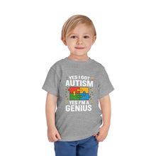 Load image into Gallery viewer, Autism Awareness Toddler Tee, Cute Gift, Puzzle Design, Genius Statement, Short Sleeve Shirt, Family Outing, Playdate