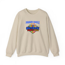 Load image into Gallery viewer, Proud Uncle of An Autistic Super Child Crewneck Sweatshirt, Unisex Sweatshirt, Autistic Awareness Gift, Family Appreciation Tee, Fall Fashion