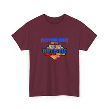 Load image into Gallery viewer, Proud God Parent Autistic Super Child Tee, Unisex Heavy Cotton Tee, Unique Gift for Parents, Autism Awareness Apparel, Gift for Special Needs Parents
