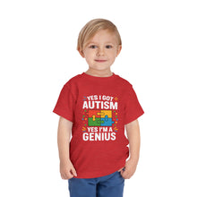 Load image into Gallery viewer, Autism Awareness Toddler Tee, Cute Gift, Puzzle Design, Genius Statement, Short Sleeve Shirt, Family Outing, Playdate