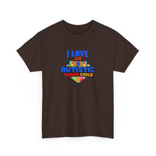 Load image into Gallery viewer, I Love An Autistic Super Child Tee, Unisex Heavy Cotton Tee, Autism Awareness Shirt, Gift for Parents, Supportive T-Shirt, Unique Family Gift