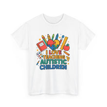 Load image into Gallery viewer, Teaching Autistic Children Tee Shirt, Autism Awareness Gift, Unisex Cotton Tee, Teacher Appreciation Gift, Classroom Shirt