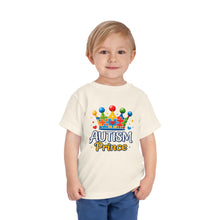 Load image into Gallery viewer, Toddler Autism Prince Tee - Cute Short Sleeve Shirt for Kids, Perfect for Birthdays, Celebrations, and Autism Awareness Events