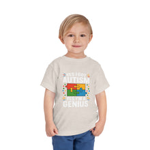 Load image into Gallery viewer, Autism Awareness Toddler Tee, Cute Gift, Puzzle Design, Genius Statement, Short Sleeve Shirt, Family Outing, Playdate