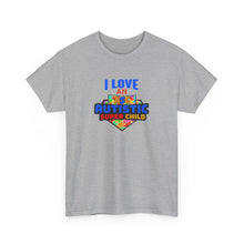 Load image into Gallery viewer, I Love An Autistic Super Child Tee, Unisex Heavy Cotton Tee, Autism Awareness Shirt, Gift for Parents, Supportive T-Shirt, Unique Family Gift