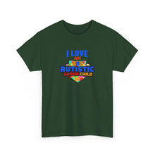 Load image into Gallery viewer, I Love An Autistic Super Child Tee, Unisex Heavy Cotton Tee, Autism Awareness Shirt, Gift for Parents, Supportive T-Shirt, Unique Family Gift