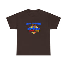 Load image into Gallery viewer, Proud God Parent Autistic Super Child Tee, Unisex Heavy Cotton Tee, Unique Gift for Parents, Autism Awareness Apparel, Gift for Special Needs Parents
