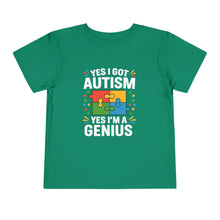 Load image into Gallery viewer, Autism Awareness Toddler Tee, Cute Gift, Puzzle Design, Genius Statement, Short Sleeve Shirt, Family Outing, Playdate