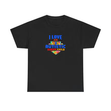 Load image into Gallery viewer, I Love An Autistic Super Child Tee, Unisex Heavy Cotton Tee, Autism Awareness Shirt, Gift for Parents, Supportive T-Shirt, Unique Family Gift