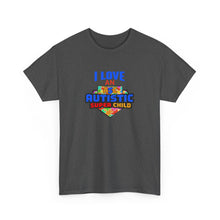 Load image into Gallery viewer, I Love An Autistic Super Child Tee, Unisex Heavy Cotton Tee, Autism Awareness Shirt, Gift for Parents, Supportive T-Shirt, Unique Family Gift