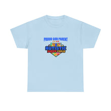 Load image into Gallery viewer, Proud God Parent Autistic Super Child Tee, Unisex Heavy Cotton Tee, Unique Gift for Parents, Autism Awareness Apparel, Gift for Special Needs Parents
