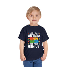 Load image into Gallery viewer, Autism Awareness Toddler Tee, Cute Gift, Puzzle Design, Genius Statement, Short Sleeve Shirt, Family Outing, Playdate
