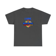 Load image into Gallery viewer, I Love An Autistic Super Child Tee, Unisex Heavy Cotton Tee, Autism Awareness Shirt, Gift for Parents, Supportive T-Shirt, Unique Family Gift
