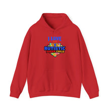 Load image into Gallery viewer, I Love an Autistic Super Child Hoodie - Unisex Heavy Blend Sweatshirt, Autism Awareness Gift, Cozy Sweatshirt, Family Support Apparel, [...]
