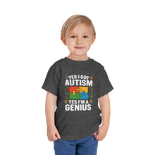 Load image into Gallery viewer, Autism Awareness Toddler Tee, Cute Gift, Puzzle Design, Genius Statement, Short Sleeve Shirt, Family Outing, Playdate
