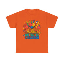 Load image into Gallery viewer, Teaching Autistic Children Tee Shirt, Autism Awareness Gift, Unisex Cotton Tee, Teacher Appreciation Gift, Classroom Shirt

