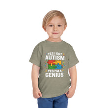 Load image into Gallery viewer, Autism Awareness Toddler Tee, Cute Gift, Puzzle Design, Genius Statement, Short Sleeve Shirt, Family Outing, Playdate
