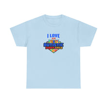 Load image into Gallery viewer, I Love An Autistic Super Child Tee, Unisex Heavy Cotton Tee, Autism Awareness Shirt, Gift for Parents, Supportive T-Shirt, Unique Family Gift
