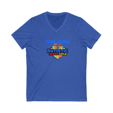 Load image into Gallery viewer, Proud Teacher of an Autistic Super Child V-Neck Tee, Autism Awareness Shirt, Unisex Teacher Gift, Cute Teaching Apparel, Back to School Outfit, Inspirational Top
