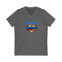 Load image into Gallery viewer, Proud Teacher of an Autistic Super Child V-Neck Tee, Autism Awareness Shirt, Unisex Teacher Gift, Cute Teaching Apparel, Back to School Outfit, Inspirational Top
