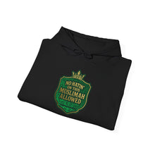 Load image into Gallery viewer, Crown No Hatin’ On This Muslimah Allowed  Hoodie - Cozy Religious Sweatshirt, Faith-Based Gift, Unisex Pullover, Perfect for Ramadan, Eid, Daily Wear
