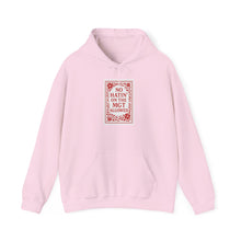 Load image into Gallery viewer, MGT No Hatin&#39; Unisex Hooded Sweatshirt - Vegan Gift, Cozy Hoodie, Casual Wear, Trendy Streetwear, Gift for Friends
