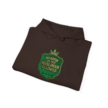 Load image into Gallery viewer, Crown No Hatin’ On This Muslimah Allowed  Hoodie - Cozy Religious Sweatshirt, Faith-Based Gift, Unisex Pullover, Perfect for Ramadan, Eid, Daily Wear
