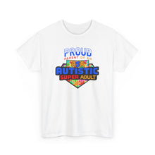 Load image into Gallery viewer, Proud Parent of an Autistic Super ADULT Tee, Autism Awareness Apparel, Unisex T-Shirt, Gift for Parents, Supportive Parent Shirt, [...]
