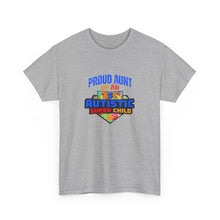 Load image into Gallery viewer, Proud Aunt of Autistic Super Child Unisex Heavy Cotton Tee, Autism Awareness Gift, Family Pride Shirt, Supportive Graphic Tee, Thoughtful Present for Aunts
