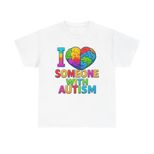 Load image into Gallery viewer, I Love Someone with Autism Tee, Awareness Shirt, Gift for Autism Support, Unisex Cotton T-Shirt, Colorful Heart Design, Inclusive Fashion
