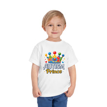 Load image into Gallery viewer, Toddler Autism Prince Tee - Cute Short Sleeve Shirt for Kids, Perfect for Birthdays, Celebrations, and Autism Awareness Events
