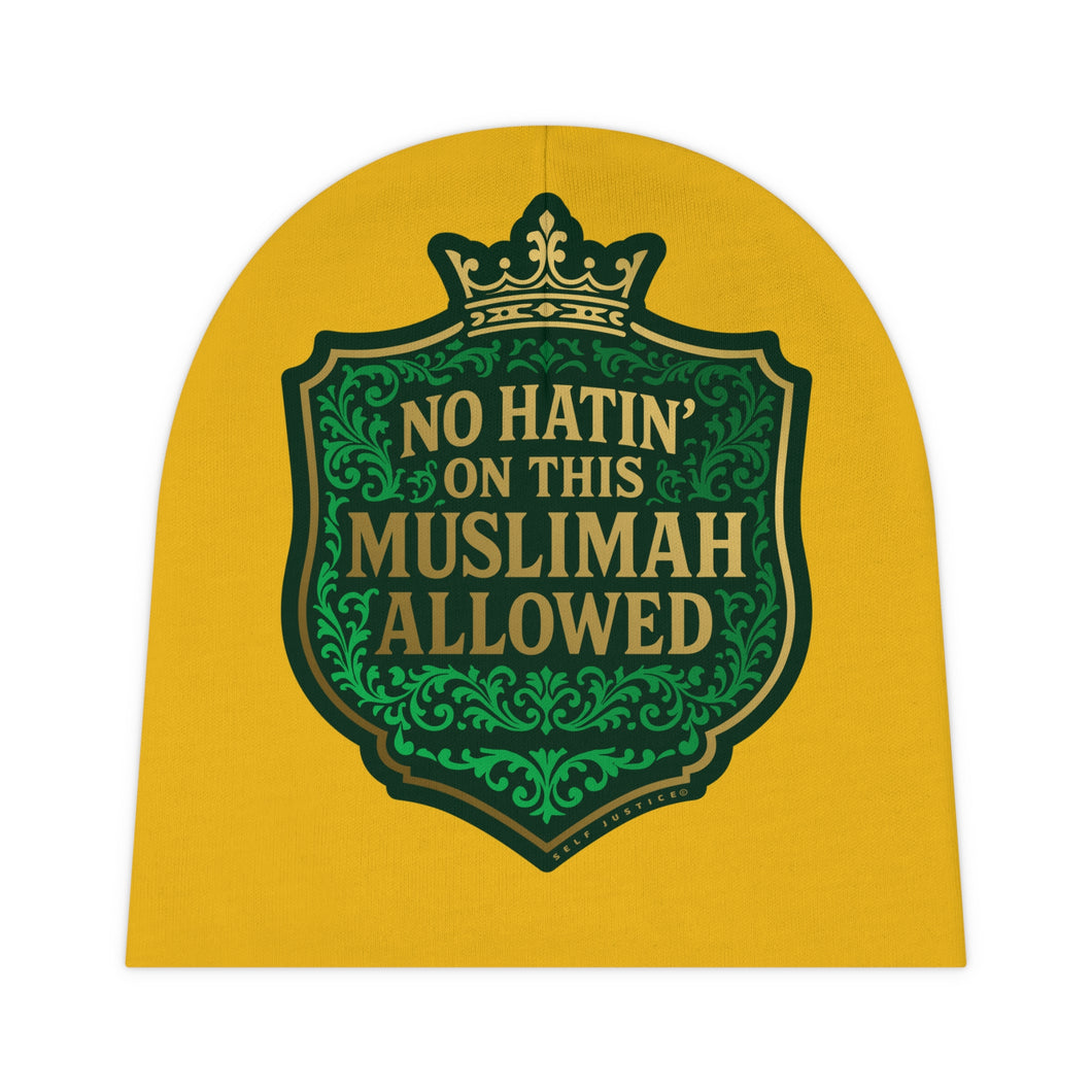 Crown No Hatin’ On This Muslimah Allowed Baby Beanie, Cute Baby Hat, AOP Beanie for Girls, Islamic Gifts, Newborn Beanie, Baby Shower Gift