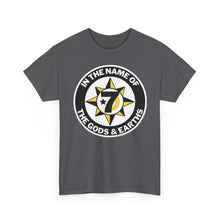 Load image into Gallery viewer, In the Name of Gods &amp; Earths Unisex Heavy Cotton Tee with Inspiring Graphic, Spiritual T-Shirt, Trendy Casual Wear, Gift for Him or Her, Everyday Comfort Tee, [...]
