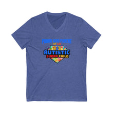 Load image into Gallery viewer, Proud God Parent of an Autistic Super Child V-Neck Tee, Autism Awareness Shirt, Unisex Tee, Gift for Parents, Special Needs Support Clothing
