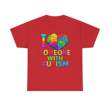Load image into Gallery viewer, I Love Someone with Autism Tee, Awareness Shirt, Gift for Autism Support, Unisex Cotton T-Shirt, Colorful Heart Design, Inclusive Fashion
