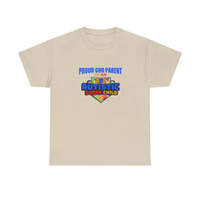 Load image into Gallery viewer, Proud God Parent Autistic Super Child Tee, Unisex Heavy Cotton Tee, Unique Gift for Parents, Autism Awareness Apparel, Gift for Special Needs Parents
