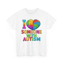 Load image into Gallery viewer, I Love Someone with Autism Tee, Awareness Shirt, Gift for Autism Support, Unisex Cotton T-Shirt, Colorful Heart Design, Inclusive Fashion
