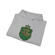 Load image into Gallery viewer, Crown No Hatin’ On This Muslimah Allowed  Hoodie - Cozy Religious Sweatshirt, Faith-Based Gift, Unisex Pullover, Perfect for Ramadan, Eid, Daily Wear
