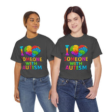 Load image into Gallery viewer, I Love Someone with Autism Tee, Awareness Shirt, Gift for Autism Support, Unisex Cotton T-Shirt, Colorful Heart Design, Inclusive Fashion
