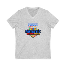 Load image into Gallery viewer, Proud Parent of an Autistic Super Child V-Neck Tee, Unisex Graphic Shirt, Special Needs Awareness, Parenting Support Tee, Autistic [...]
