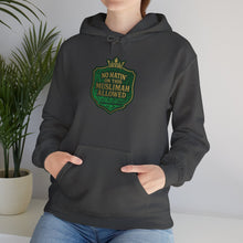 Load image into Gallery viewer, Crown No Hatin’ On This Muslimah Allowed  Hoodie - Cozy Religious Sweatshirt, Faith-Based Gift, Unisex Pullover, Perfect for Ramadan, Eid, Daily Wear
