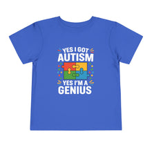 Load image into Gallery viewer, Autism Awareness Toddler Tee, Cute Gift, Puzzle Design, Genius Statement, Short Sleeve Shirt, Family Outing, Playdate
