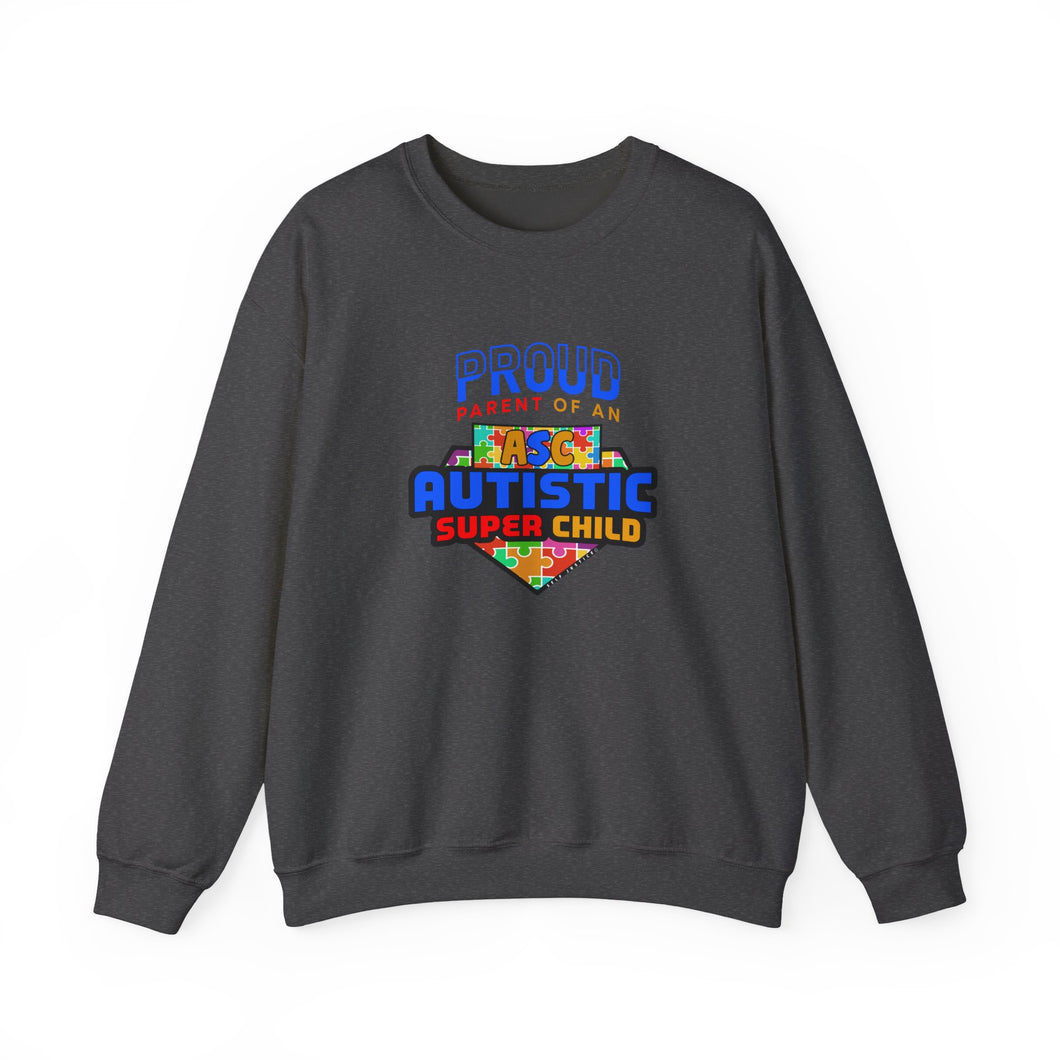 Proud Parent Sweatshirt - Unisex Heavy Blend™ Crewneck, Autism Awareness Gift, Super Child Pride, Family Celebrations, Casual Everyday Wear