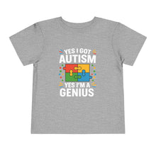 Load image into Gallery viewer, Autism Awareness Toddler Tee, Cute Gift, Puzzle Design, Genius Statement, Short Sleeve Shirt, Family Outing, Playdate
