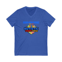 Load image into Gallery viewer, Proud God Parent of an Autistic Super Child V-Neck Tee, Autism Awareness Shirt, Unisex Tee, Gift for Parents, Special Needs Support Clothing

