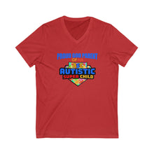 Load image into Gallery viewer, Proud God Parent of an Autistic Super Child V-Neck Tee, Autism Awareness Shirt, Unisex Tee, Gift for Parents, Special Needs Support Clothing
