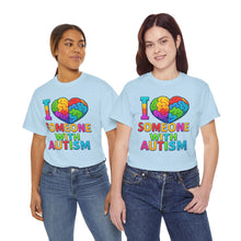 Load image into Gallery viewer, I Love Someone with Autism Tee, Awareness Shirt, Gift for Autism Support, Unisex Cotton T-Shirt, Colorful Heart Design, Inclusive Fashion
