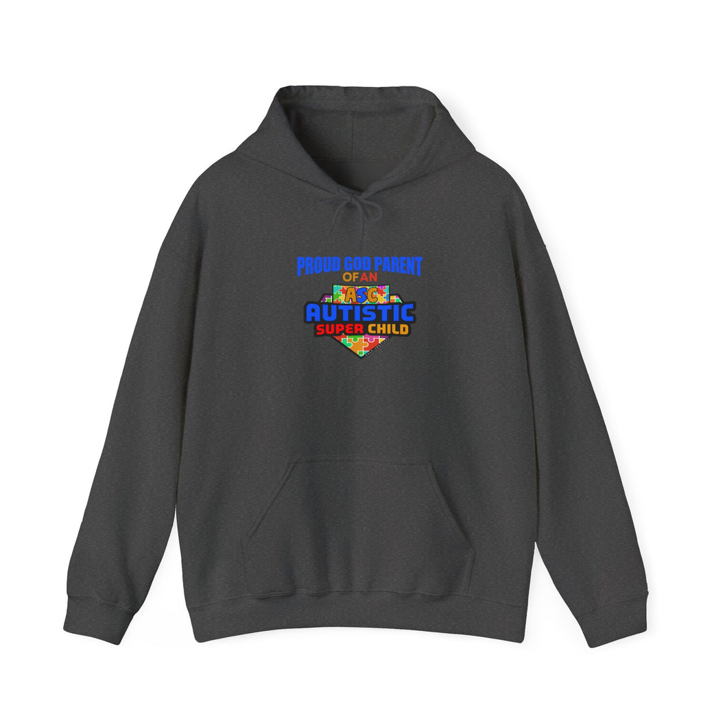 Proud God Parent of An Autistic Super Child Hoodie, Unisex Sweatshirt for Autism Awareness, Gift for Parents, Superhero Child Apparel, Supportive Parent Wear